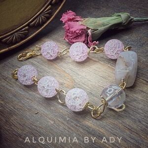 MOONSTONE Rose Quartz and Gold Bracelet SOFT ALQUIMIA